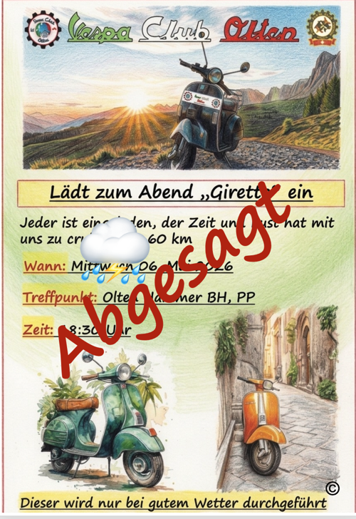 2.Giretto vom 6. Mai Abgesagt